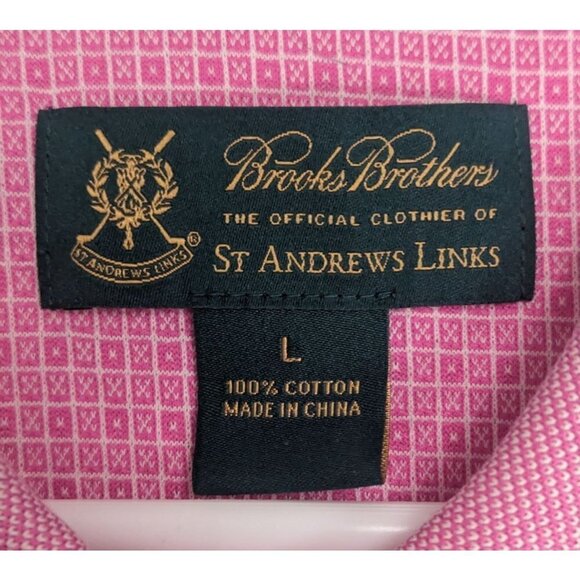 Brooks Brothers St Andrews Links Pink Polo Short Sleeve Shirt Cotton Size Large - Picture 4 of 7